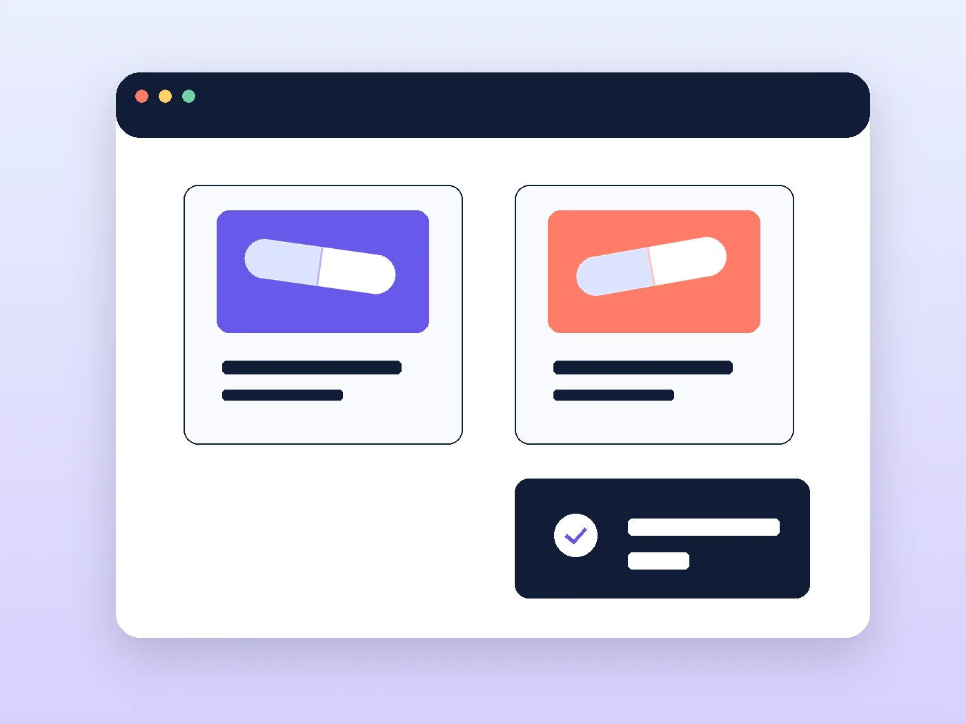 Premium ecommerce-style composition illustrating a capsule supplement purchase check